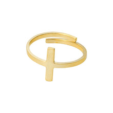 Load image into Gallery viewer, Simple Sideways Cross Ring Adjustable Stainless