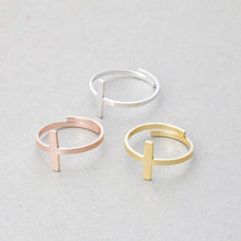 Load image into Gallery viewer, Simple Sideways Cross Ring Adjustable Stainless
