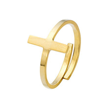 Load image into Gallery viewer, Simple Sideways Cross Ring Adjustable Stainless
